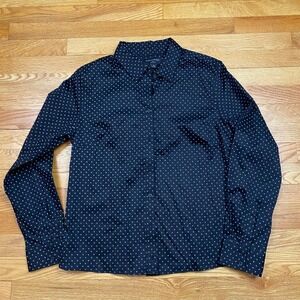 Banana Republic Button Down Shirt Womens 12 Black Polished Tailored Office Chic